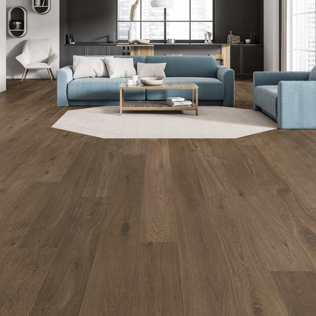 Xulon Westview-Cabin-9/16" European White Oak 3mm Veneer 7.5" wide Engineered Hardwood Flooring-Room Scene