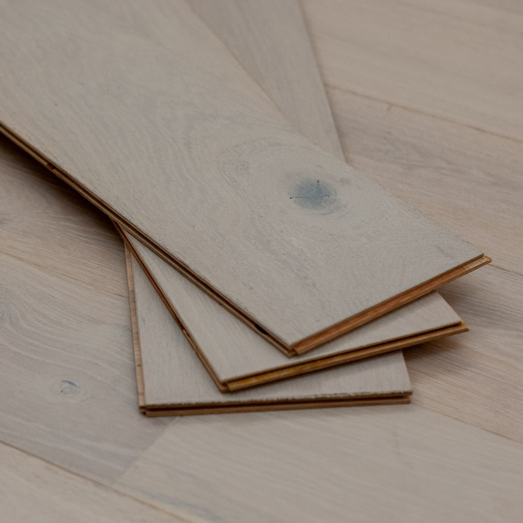 Xulon Outerbanks Seafoam European white oak 9/16" thick 7.5" wide 3mm veneer Hardwood Flooring
