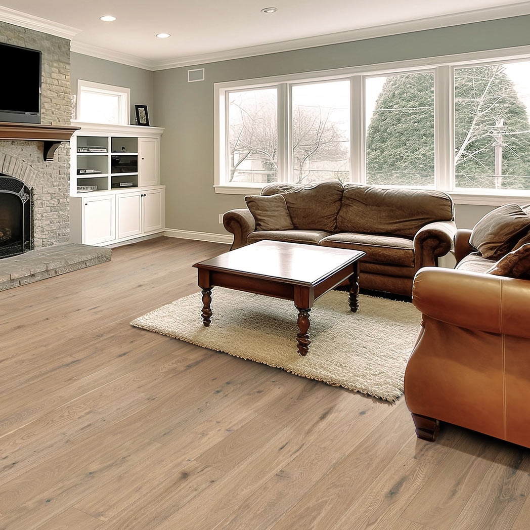 Xulon Flooring Bryce Weathered Oak 1/2" European Oak 7.5" Wiredbrush Engineered Hardwood XFW42BR Room Scene